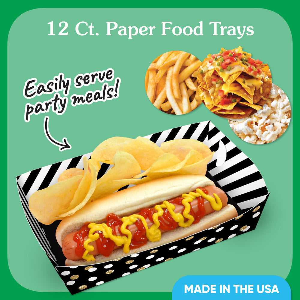 Black & Gold Party Paper Food Trays