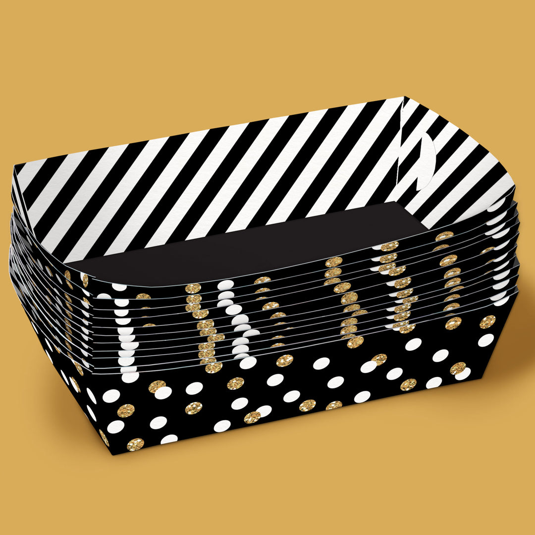 Black & Gold Party Paper Food Trays