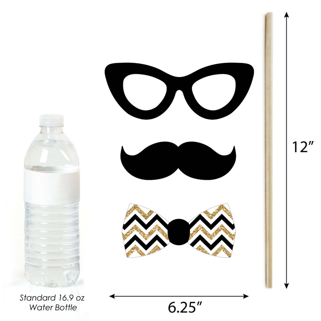 Adult Happy Birthday - Gold - Birthday Party Photo Booth Props Kit - 20 Count