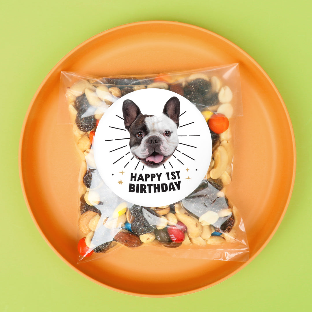 Custom Face Stickers & Clear Cookie Bags - Happy Birthday