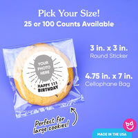 Custom Face Stickers & Clear Cookie Bags - Happy Birthday