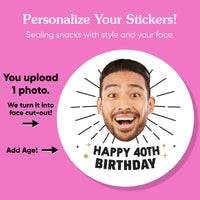 Custom Face Stickers & Clear Cookie Bags - Happy Birthday