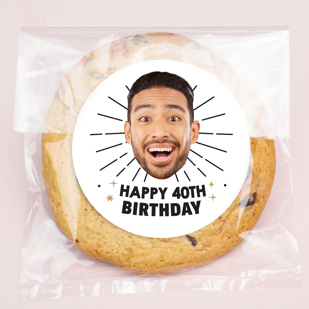 Custom Face Stickers & Clear Cookie Bags - Happy Birthday
