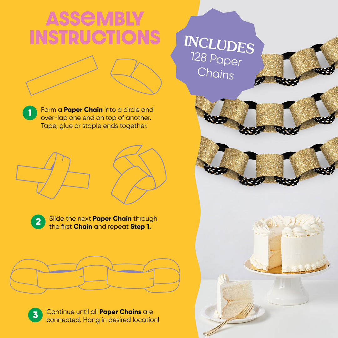 Adult Happy Birthday DIY Paper Chains - 128 Pc
