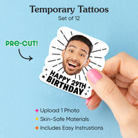 Custom Adult Happy Birthday Temporary Tattoos - 12 Ct