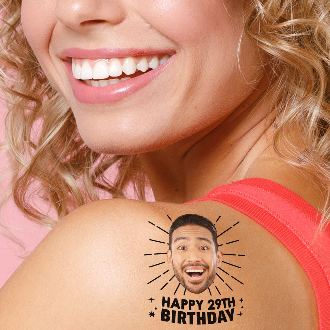 Custom Adult Happy Birthday Temporary Tattoos - 12 Ct