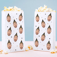 Custom Face Popcorn Bags - Black & Gold Birthday