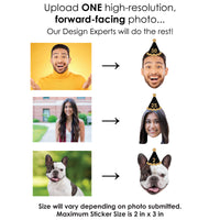Custom Photo Adult Birthday Fun Face Cut-Out Stickers - Set of 24