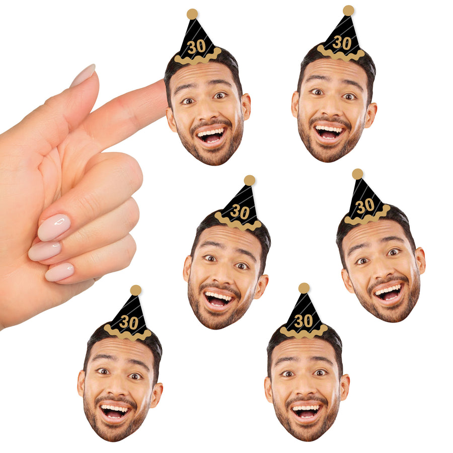 Custom Face Stickers - Birthday Hat - 24 Ct