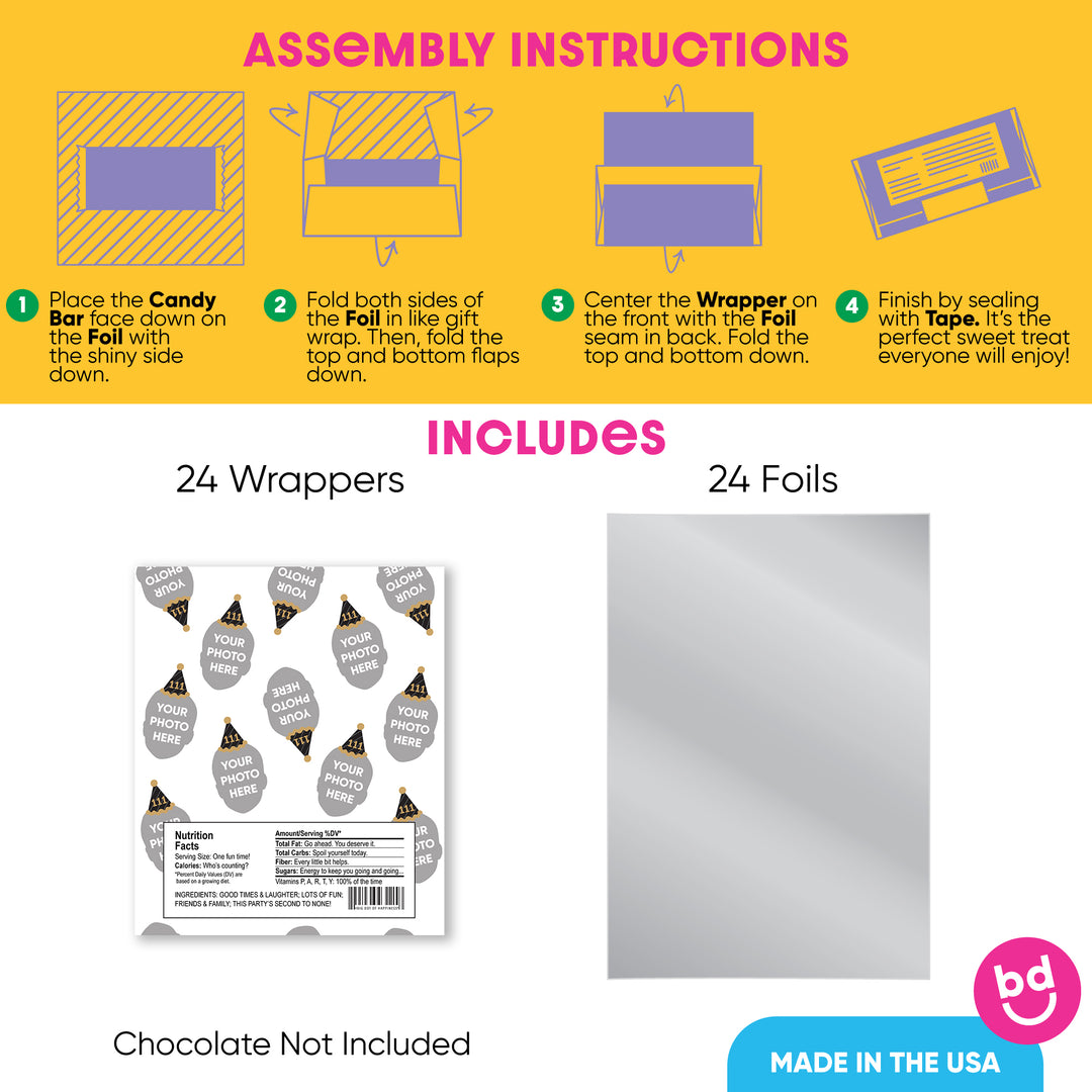 Custom Face Happy Birthday Candy Bar Wrappers 24 Ct