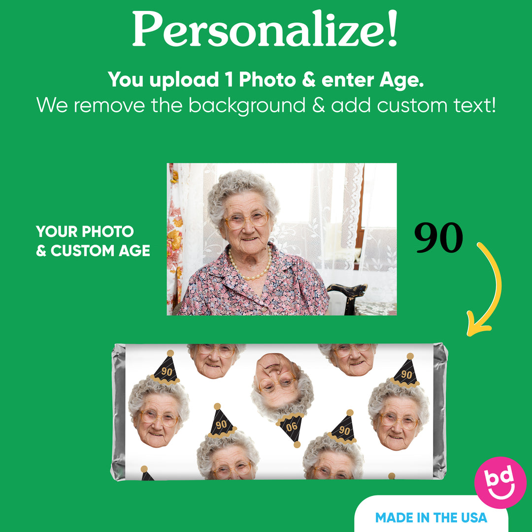 Custom Face Happy Birthday Candy Bar Wrappers 24 Ct