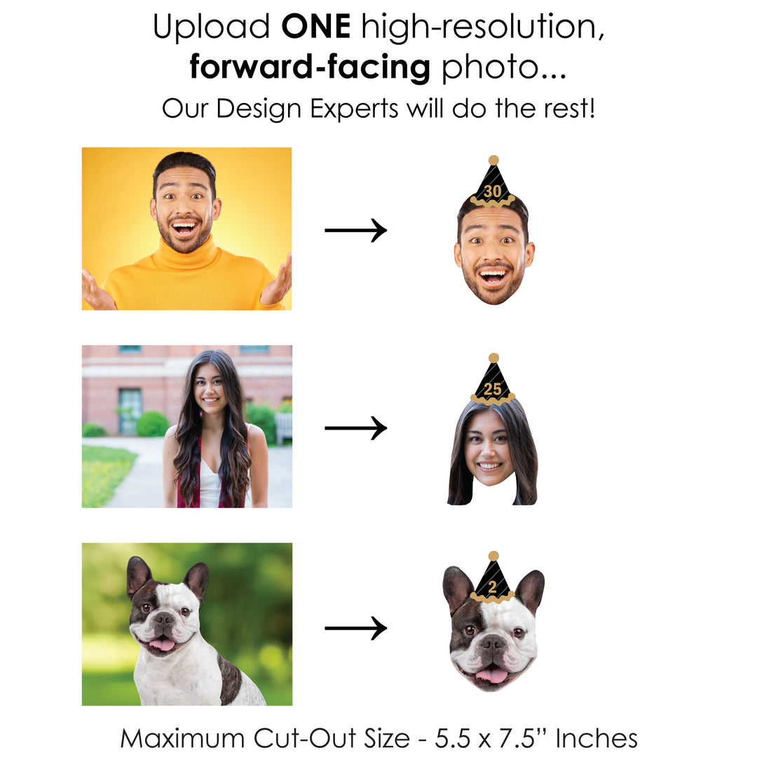 Custom Fun Face Black & Gold Birthday Hat Essentials - 20 Ct