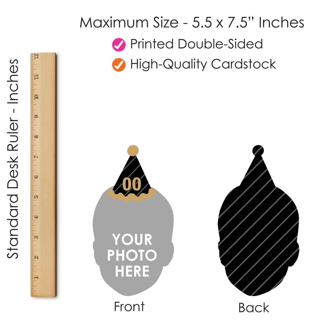 Custom Fun Face Black & Gold Birthday Hat Essentials - 20 Ct