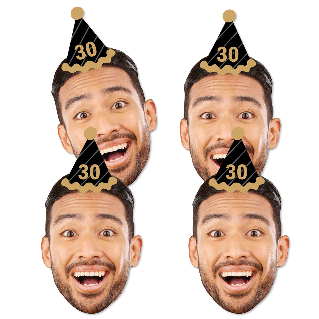 Custom Fun Face Black & Gold Birthday Hat Essentials - 20 Ct