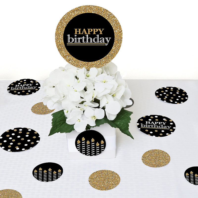 Adult Happy Birthday - Gold - Birthday Party Giant Circle Confetti - Birthday Party Decorations - Large Confetti 27 Count