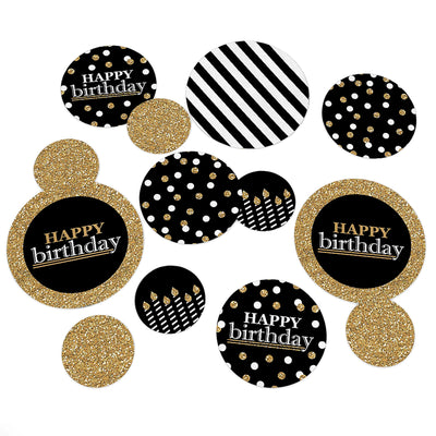 Adult Happy Birthday - Gold - Birthday Party Giant Circle Confetti - Birthday Party Decorations - Large Confetti 27 Count