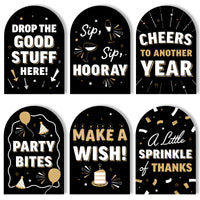 Happy Birthday Gold Party Signs Set - 6 Ct