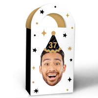 Custom Face Happy Birthday Paper Favor Bags - 12 Ct