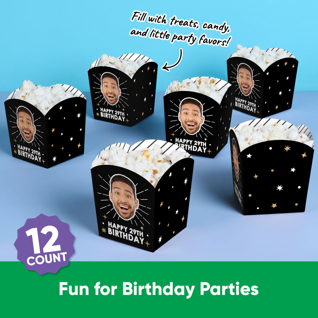 Custom Face Happy Birthday Treat Boxes - 12 Ct