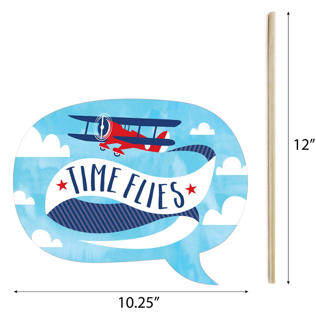 Taking Flight - Airplane - Vintage Plane Baby Shower or Birthday Party Photo Booth Props Kit - 20 Count
