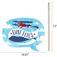 Taking Flight - Airplane - Vintage Plane Baby Shower or Birthday Party Photo Booth Props Kit - 20 Count
