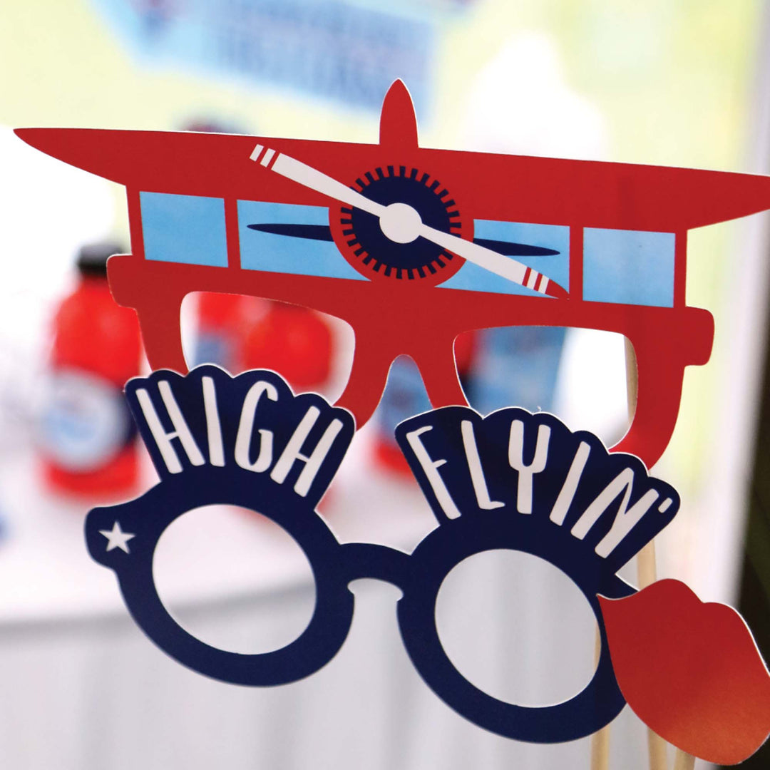 Taking Flight - Airplane - Vintage Plane Baby Shower or Birthday Party Photo Booth Props Kit - 20 Count