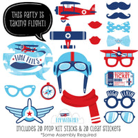 Taking Flight - Airplane - Vintage Plane Baby Shower or Birthday Party Photo Booth Props Kit - 20 Count
