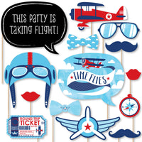 Taking Flight - Airplane - Vintage Plane Baby Shower or Birthday Party Photo Booth Props Kit - 20 Count
