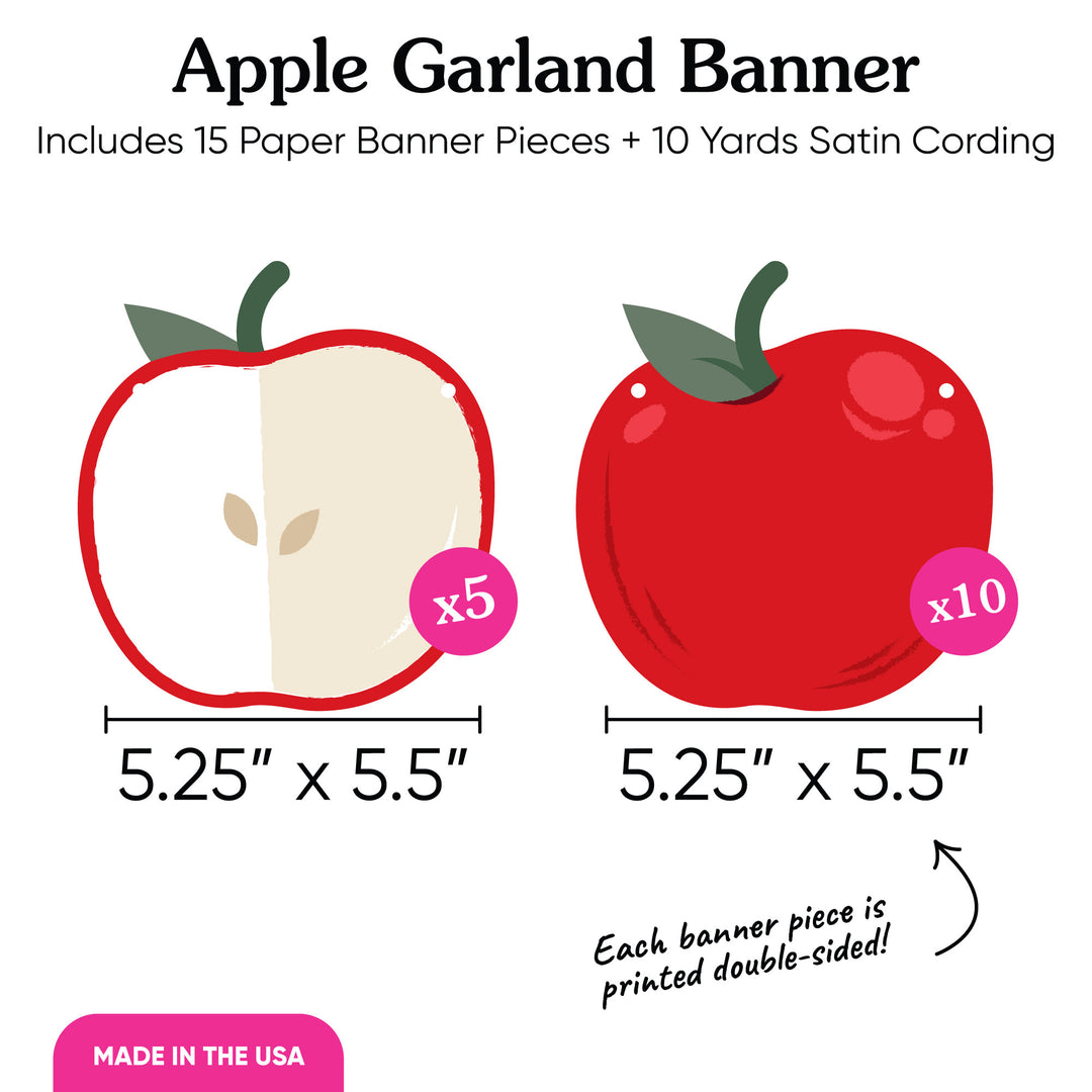 Apple Garland Banner - 15 Pc