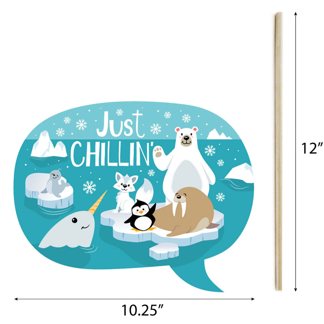 Arctic Polar Animals - Winter Baby Shower or Birthday Party Photo Booth Props Kit - 20 Count