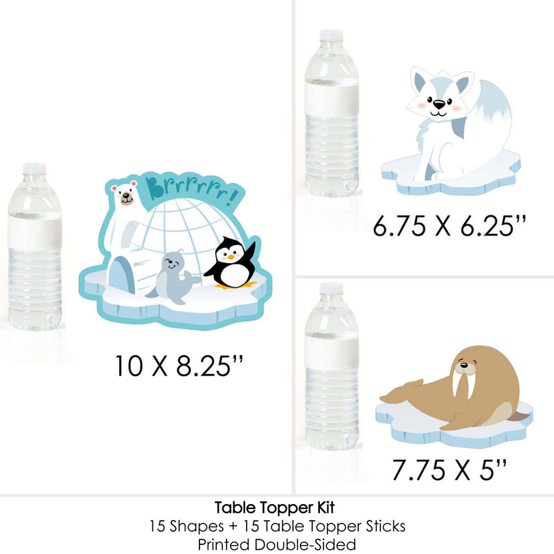 Arctic Polar Animals - Winter Baby Shower or Birthday Party Centerpiece Sticks - Table Toppers - Set of 15