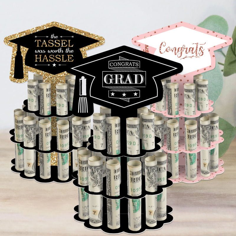 Assorted Grad - DIY Graduation Party Money Holder Gift - Cash Cake - Set of 3