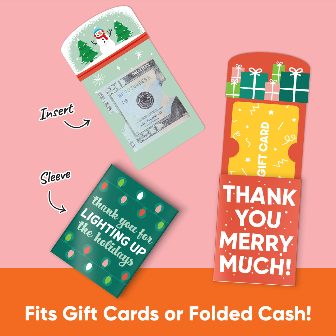 Assorted Red & Green Holiday Thank You Nifty Gifty Card Holders - 8 Ct