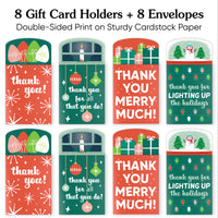 Assorted Red & Green Holiday Thank You Nifty Gifty Card Holders - 8 Ct