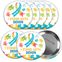Custom Text Autism Acceptance Pinback Buttons - 8 Ct