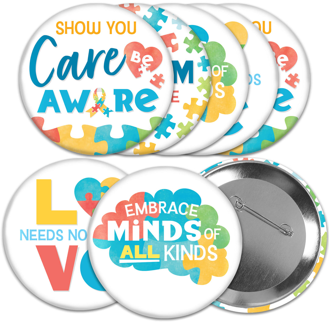 Autism Acceptance Pinback Buttons - 8 Ct