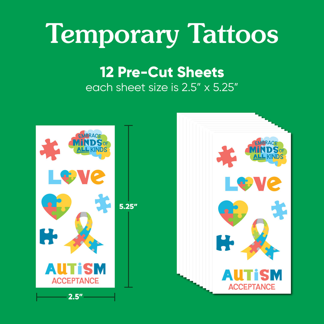Autism Acceptance Temporary Tattoos  -  96 Ct