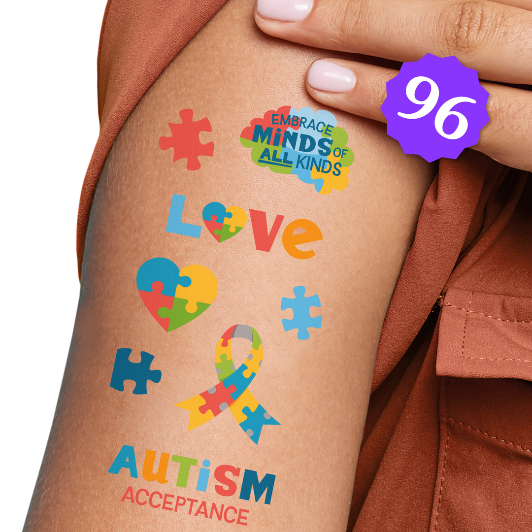 Autism Acceptance Temporary Tattoos  -  96 Ct