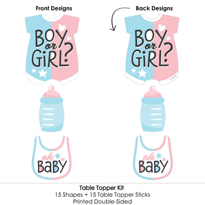 Baby Gender Reveal - Team Boy or Girl Party Centerpiece Sticks - Table Toppers - Set of 15