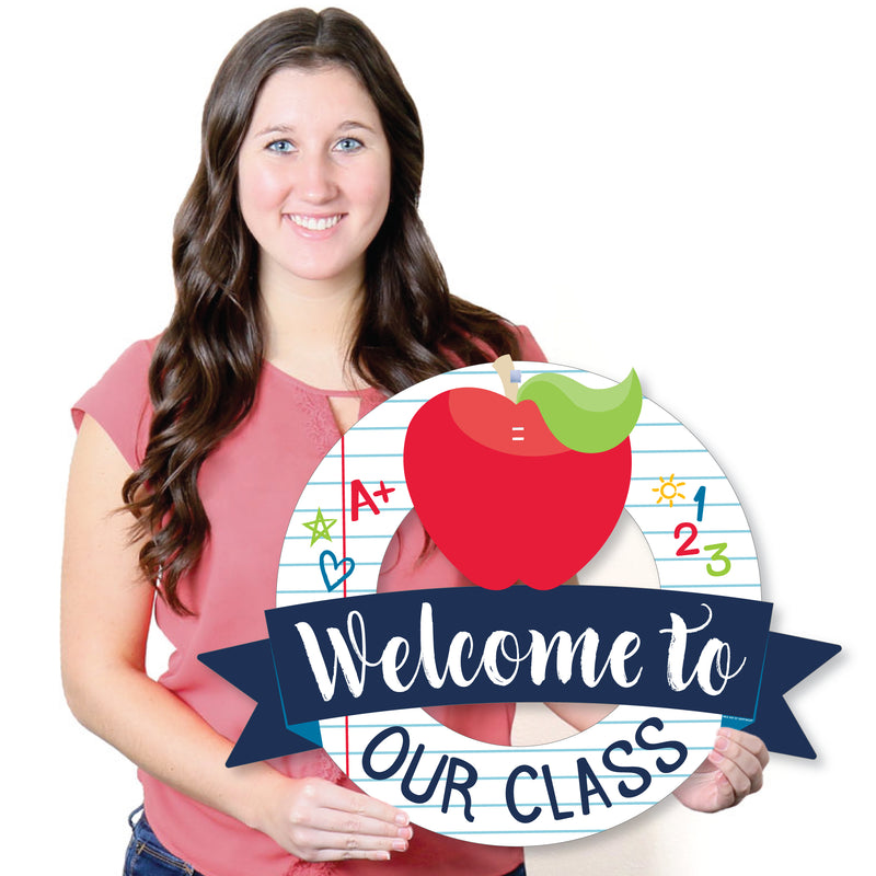 Welcome to Our Class - Front Door First Day of School Classroom Seasonal Decor - Interchangeable Wreath