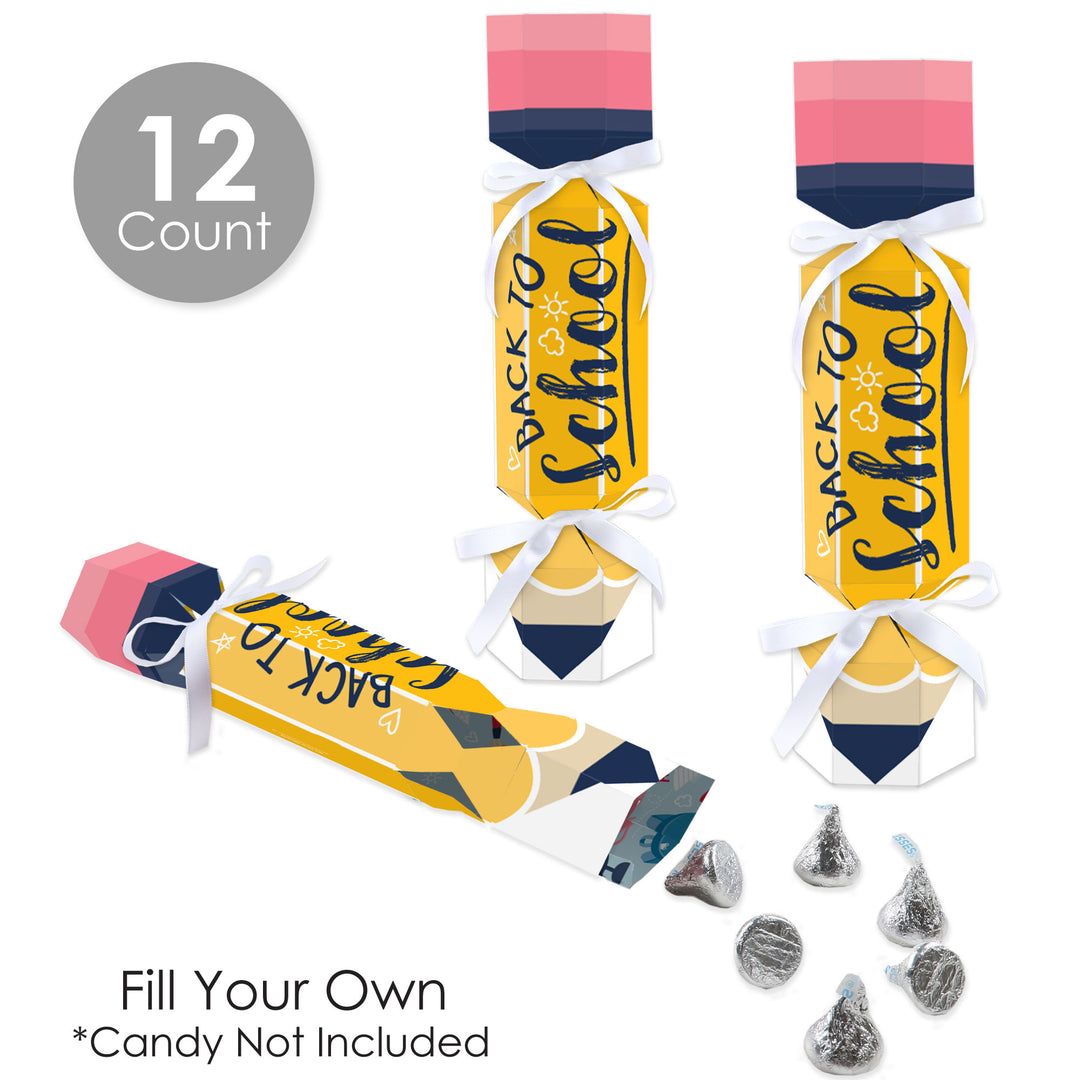 Back to School - No Snap First Day of School Classroom Party Table Favors - DIY Cracker Boxes - Set of 12