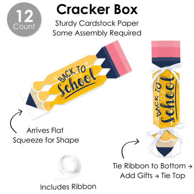 Back to School - No Snap First Day of School Classroom Party Table Favors - DIY Cracker Boxes - Set of 12