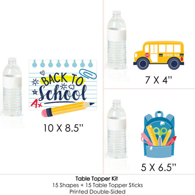 Back to School - First Day of School Classroom Decorations and Centerpiece Sticks - Table Toppers - Set of 15