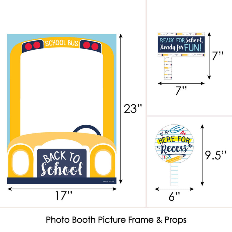 Back to School - 1st Day of School Classroom Decorations & Selfie Photo Booth Picture Frame & Props - Printed on Sturdy Material