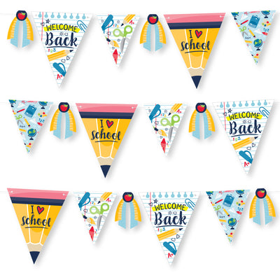 Back to School - DIY First Day of School Classroom Pennant Garland Decoration - Triangle Banner - 30 Pieces