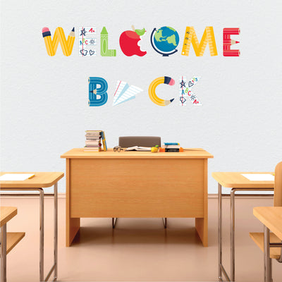 Back to School - Peel and Stick First Day of School Classroom Decorations Large Banner Wall Decals - Welcome Back