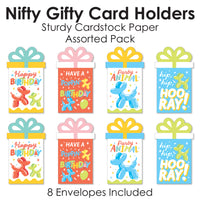 Assorted Balloon Animals - Happy Birthday Party Money and Gift Card Sleeves - Nifty Gifty Card Holders - Set of 8