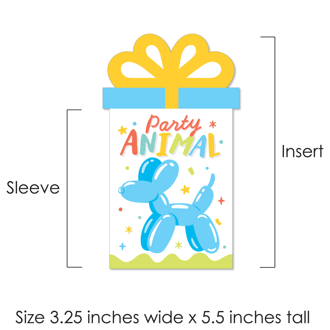 Assorted Balloon Animals - Happy Birthday Party Money and Gift Card Sleeves - Nifty Gifty Card Holders - Set of 8