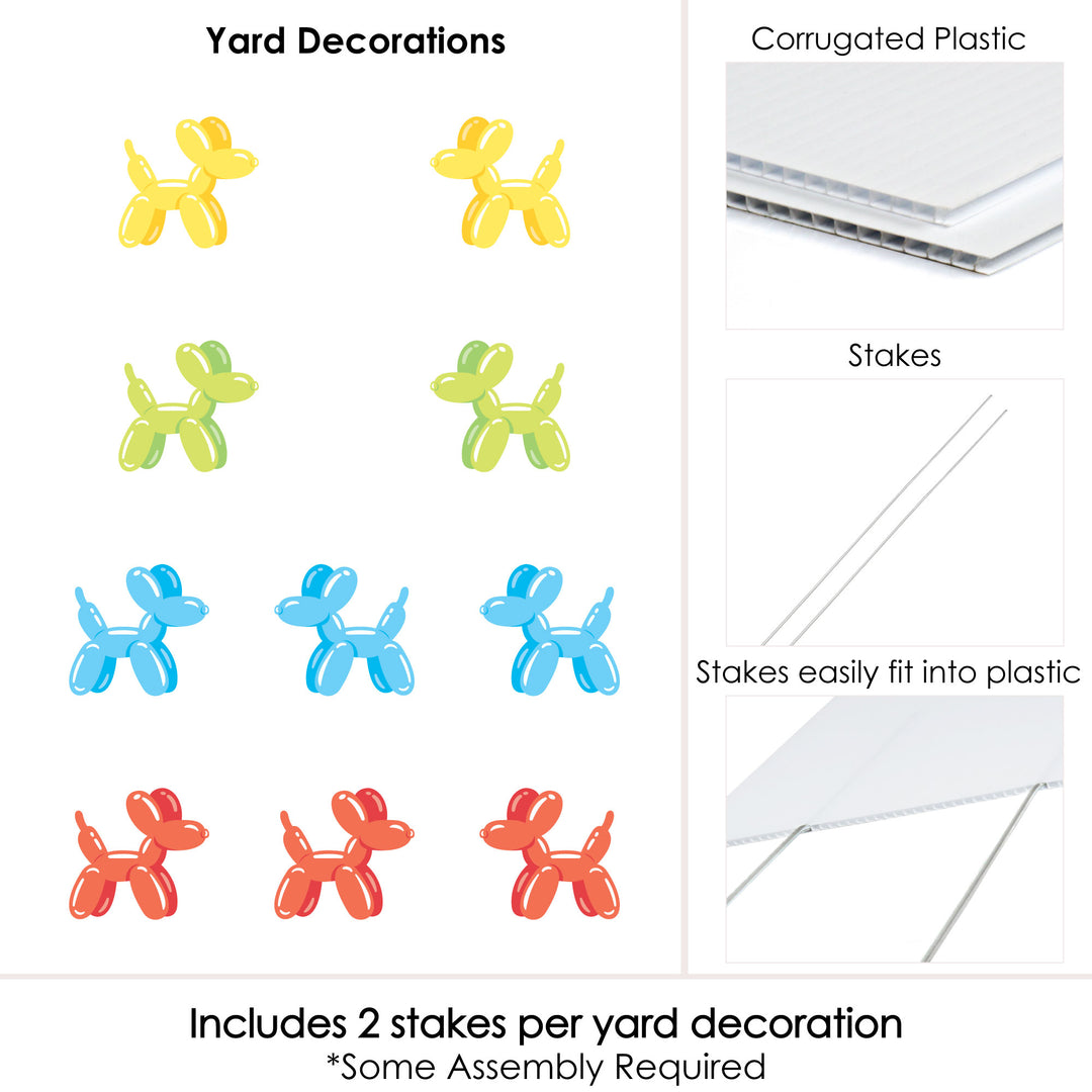 Balloon Animals - Lawn Decorations - Outdoor Happy Birthday Party Yard Decorations - 10 Piece