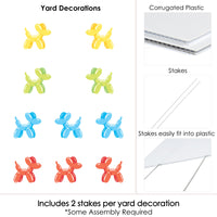 Balloon Animals - Lawn Decorations - Outdoor Happy Birthday Party Yard Decorations - 10 Piece
